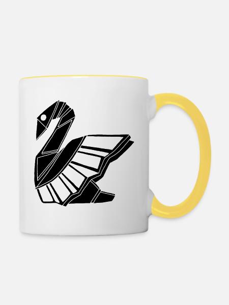 Trauerschwan - Tasse zweifarbig - Weiß/Gelb
