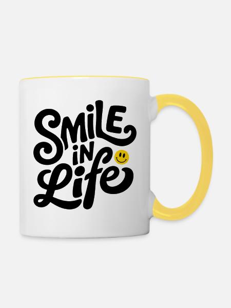Smile In Life - Tasse zweifarbig - Weiß/Gelb