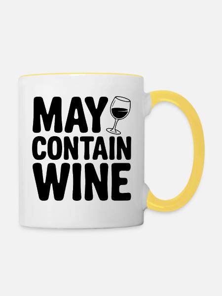 Kann Wein enthalten - Tasse zweifarbig - Weiß/Gelb
