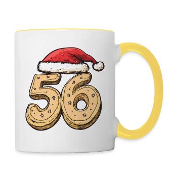 Biscuit de Noël à 56 chiffres - Mug contrasté - blanc/jaune - Droite