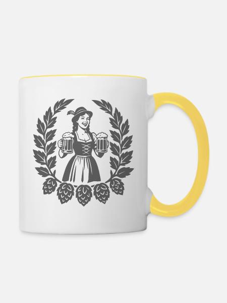 Bier Mädchen - Tasse zweifarbig - Weiß/Gelb