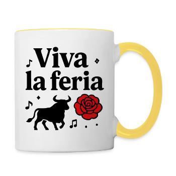 Motif Vive La Féria Taureau Banda Sud-Ouest - Mug contrasté - blanc/jaune - Droite