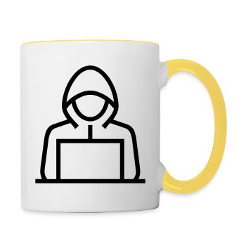 Hacker - Tasse zweifarbig - Weiß/Gelb - Rechts