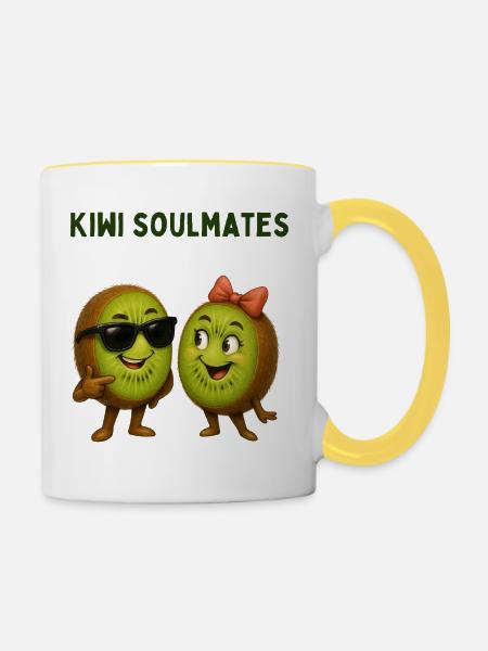 Kiwi Seelenverwandte Duo - Tasse zweifarbig - Weiß/Gelb