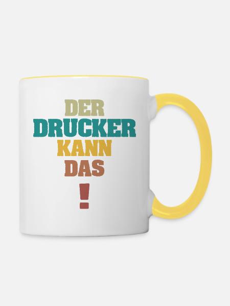 Drucker - Tasse zweifarbig - Weiß/Gelb