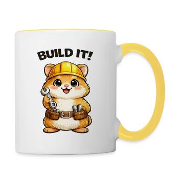 Construction trolley: construction helmet and tools - Contrasting Mug - white/yellow - Right