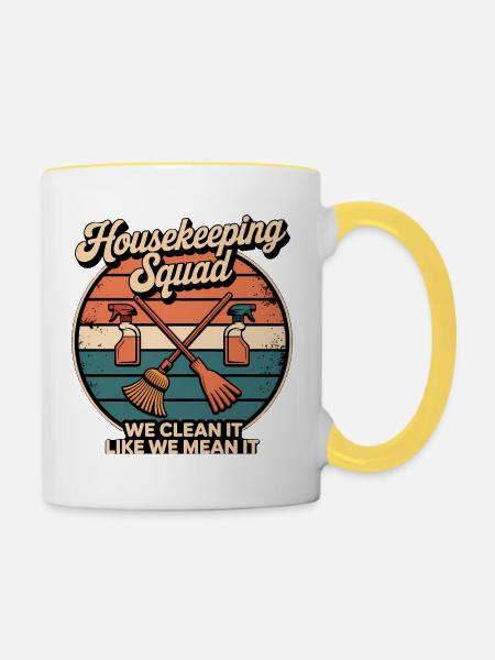 Lustiges Putzen Design - Tasse zweifarbig - Weiß/Gelb