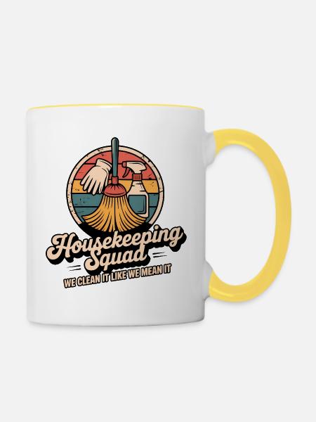 Lustiges Putzen Design - Tasse zweifarbig - Weiß/Gelb