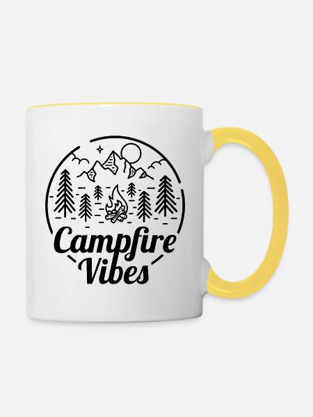 Campfire Vibes - Tasse zweifarbig - Weiß/Gelb