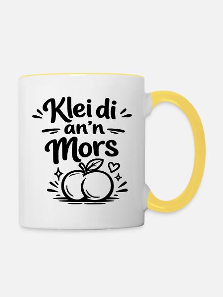 Klei di an mors - Tasse zweifarbig - Weiß/Gelb