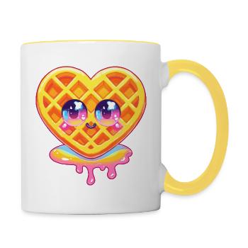 Kawaii Waffle Heart Colour Gloss - Contrasting Mug - white/yellow - Right