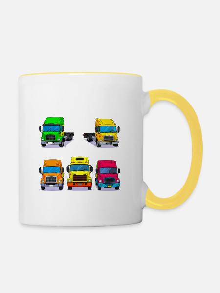 Lebendige Trucken-Sammlung - Tasse zweifarbig - Weiß/Gelb