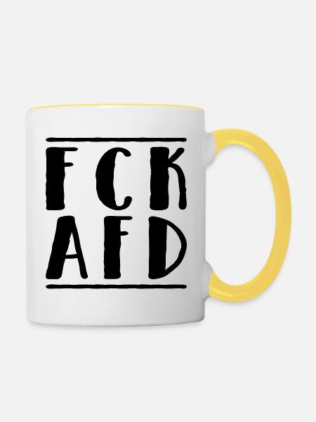Fck Afd - Tasse zweifarbig - Weiß/Gelb