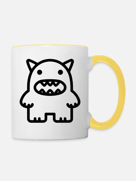Ungeheuer - Tasse zweifarbig - Weiß/Gelb