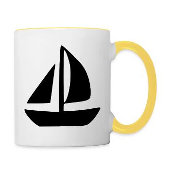 Voilier Voilier Cadeau de Voile - Mug contrasté - blanc/jaune - Droite