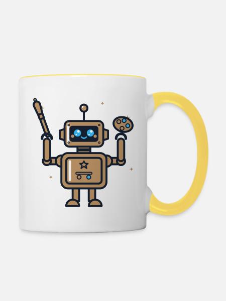 Cosmic Robot Artist Palette - Tasse zweifarbig - Weiß/Gelb