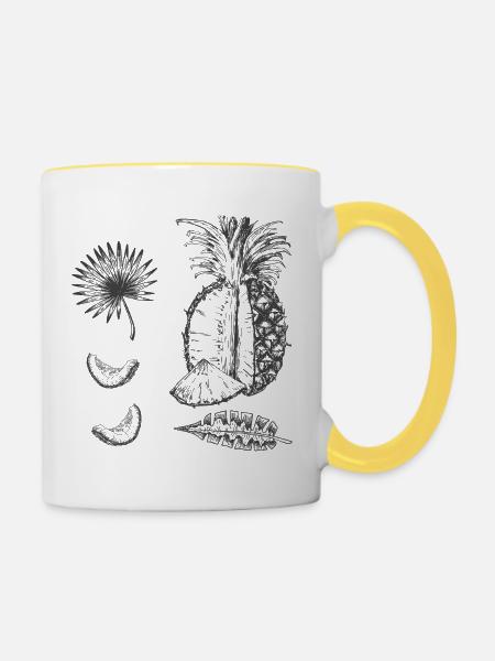  Ananas - Tasse zweifarbig - Weiß/Gelb
