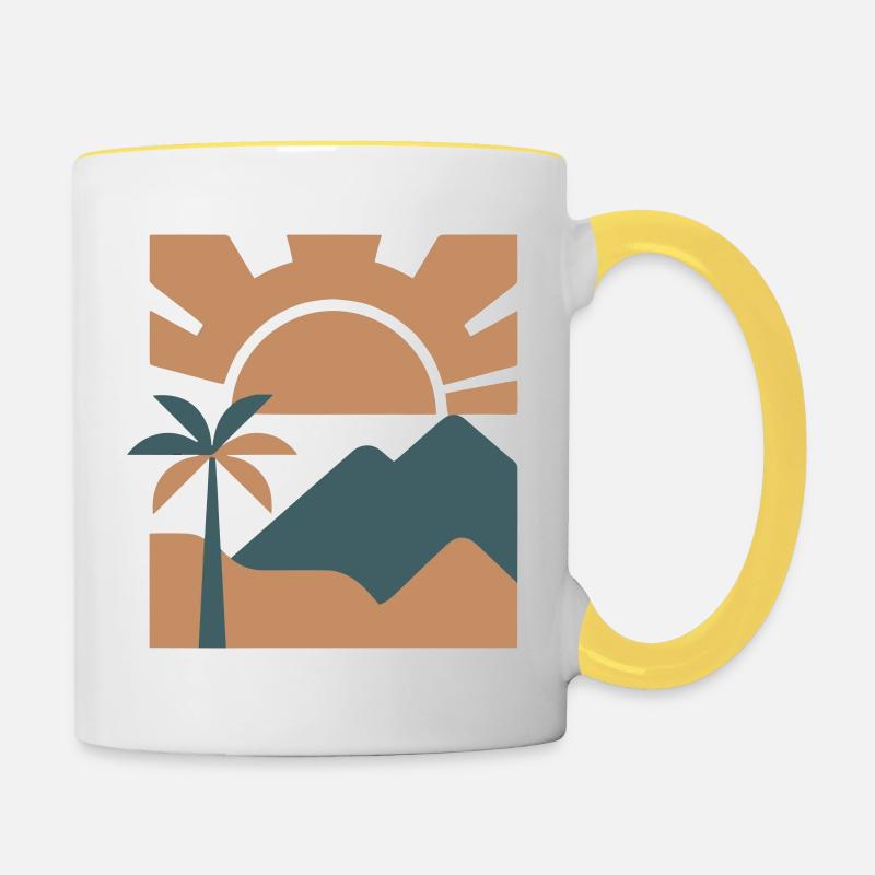 Art bohème vintage du désert de Wüste - Mug contrasté - blanc/jaune