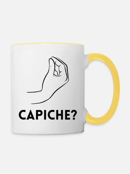 Capiche – Verstehst du? - Tasse zweifarbig - Weiß/Gelb