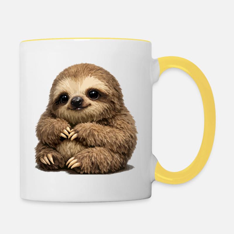 Soft Sloth Stuffed Animal - Contrasting Mug - white/yellow