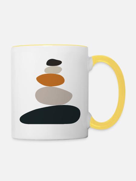 Steinestapel Zen Balance - Tasse zweifarbig - Weiß/Gelb