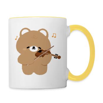 Bear Violinist Charme - Tasse zweifarbig - Weiß/Gelb - Rechts