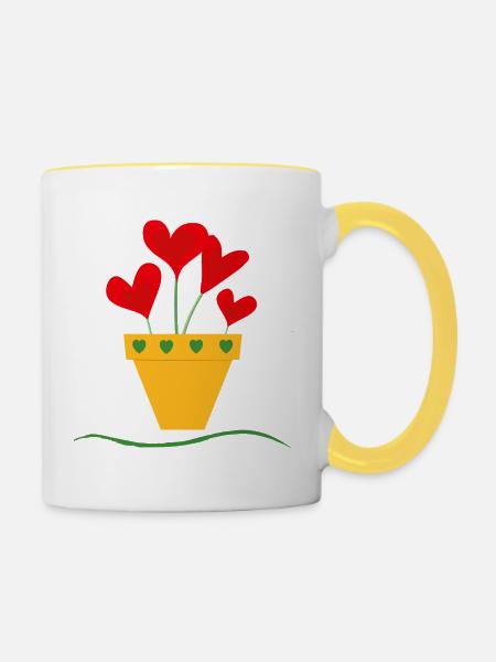 Liebesgras - Tasse zweifarbig - Weiß/Gelb