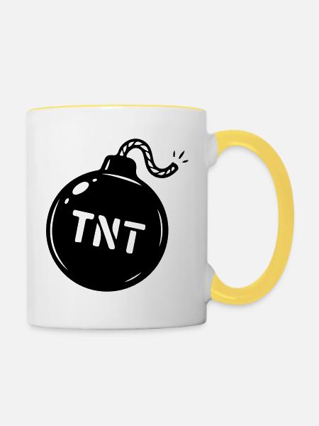 Bombe TNT Symbol - Tasse zweifarbig - Weiß/Gelb