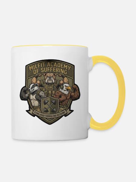 Milfit Akademie Patch Muskelhelden - Tasse zweifarbig - Weiß/Gelb