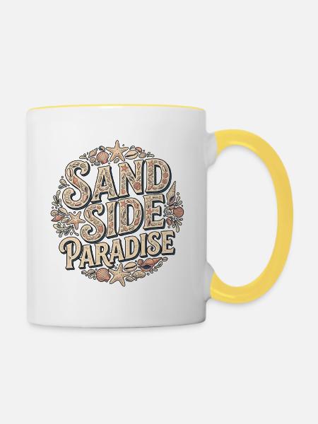 Muschel Paradies - Tasse zweifarbig - Weiß/Gelb