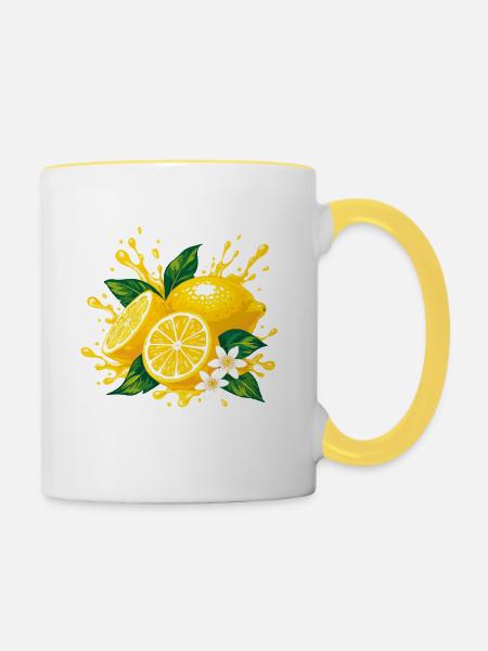 Zitronenfarben - Tasse zweifarbig - Weiß/Gelb