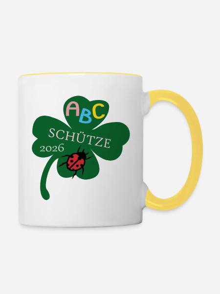 ABC Schütze Glücksklee 2026 - Tasse zweifarbig - Weiß/Gelb