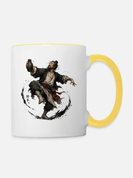 Drunken Master – Martial Arts Design - Tasse zweifarbig - Weiß/Gelb