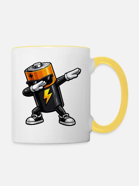 Dabbing Batterie - Tasse zweifarbig - Weiß/Gelb