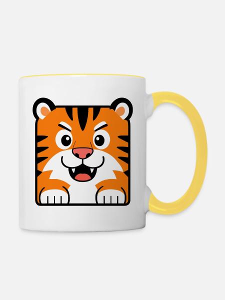 Tiger - Tasse zweifarbig - Weiß/Gelb