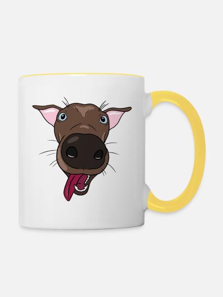 Verspielter Hund - Tasse zweifarbig - Weiß/Gelb