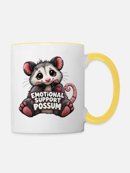 Emotional Support Possum - Tasse zweifarbig - Weiß/Gelb