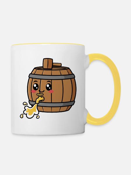 O'zapft is – Bierfass Wiesen Bierfest - Tasse zweifarbig - Weiß/Gelb