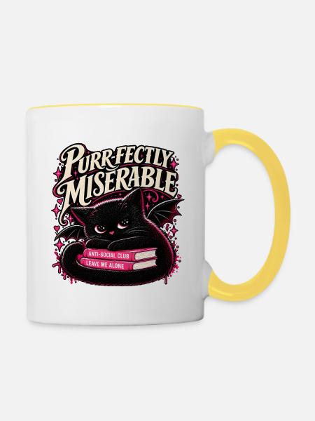 Purr-fectly Miserable Katze - Tasse zweifarbig - Weiß/Gelb