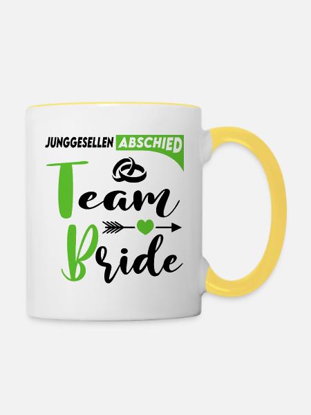 Junggesellenabschied Team Bride Hochzeit Ringe - Tasse zweifarbig - Weiß/Gelb