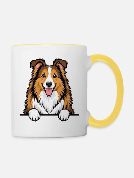 Collie - Tasse zweifarbig - Weiß/Gelb