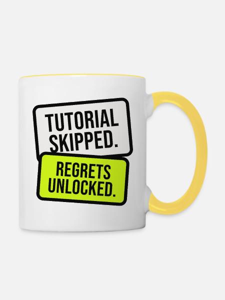Bedauern freigeschaltet Meme - Tasse zweifarbig - Weiß/Gelb