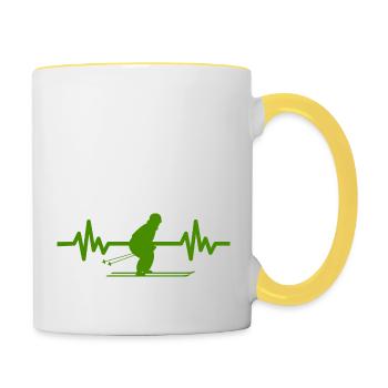 Heartbeat Ski Ski freestyle - Mug contrasté - blanc/jaune - Droite