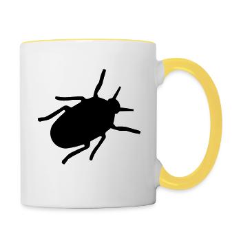 Weiß Käfer Buttons / Anstecker - Tasse zweifarbig - Weiß/Gelb - Rechts