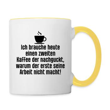 Kaffee schwartz - Tasse zweifarbig - Weiß/Gelb - Rechts