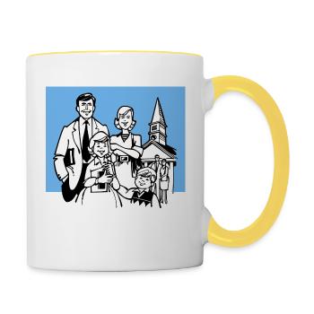 god god church church bible bible wedding wedding sign - Contrasting Mug - white/yellow - Right