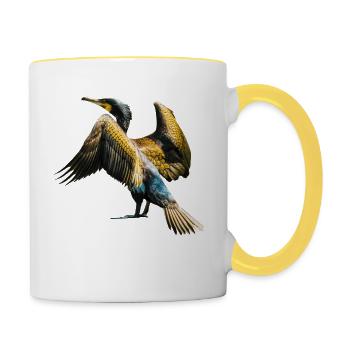 kormoran cormorant voegel birds animal tiere - Tasse zweifarbig - Weiß/Gelb - Rechts