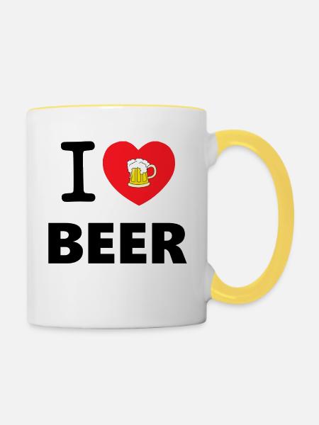 I LOVE BEER - Tasse zweifarbig - Weiß/Gelb