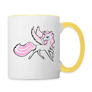 Unicorn Unicorn Pegasus Horse - Pony with wings - Contrasting Mug - white/yellow - Right