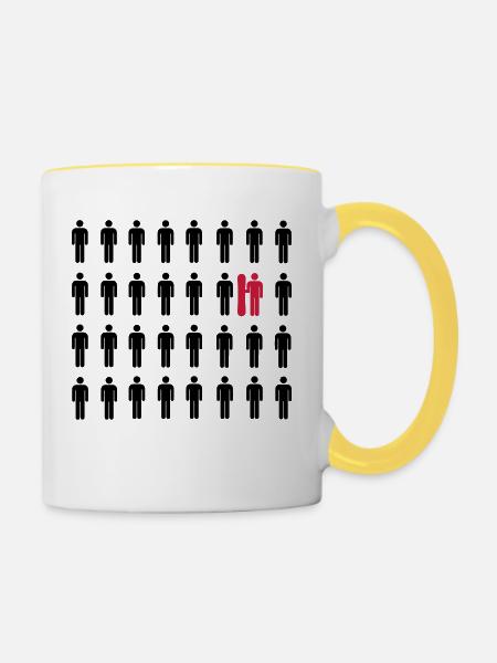 Herz - Tasse zweifarbig - Weiß/Gelb